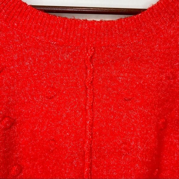 Wearing Your Heart on Your Sleeve Red Alpaca Blend Bobble Sweater Size Medium - Picture 3 of 10